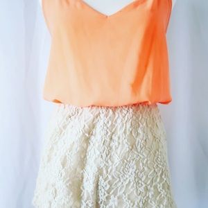 Coral and Ivory lace romper